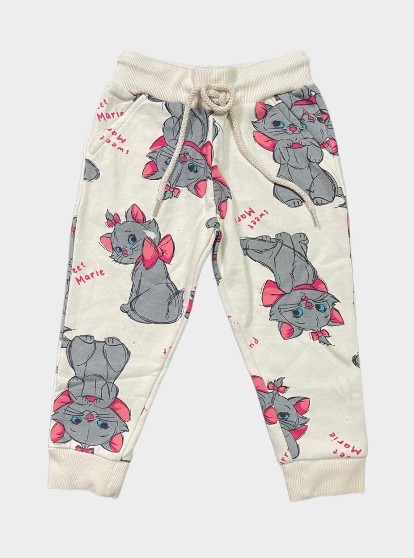 Kids Loopknit Pant - Light Sandal Grey Cat design