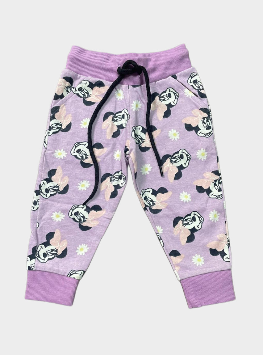 Kids Loopknit Pant - Violet Colour & Mickey
