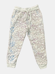Kids Loopknit Pant - White & Grey Cotton Printed