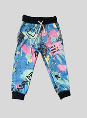 Kids Loopknit Pant - Blue Smiley
