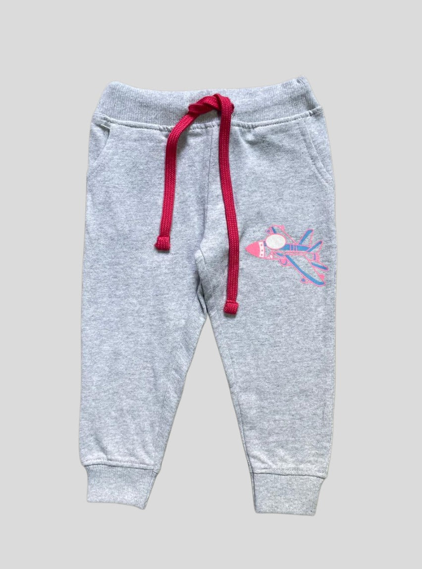 Kids Loopknit Pant - Grey Airplane