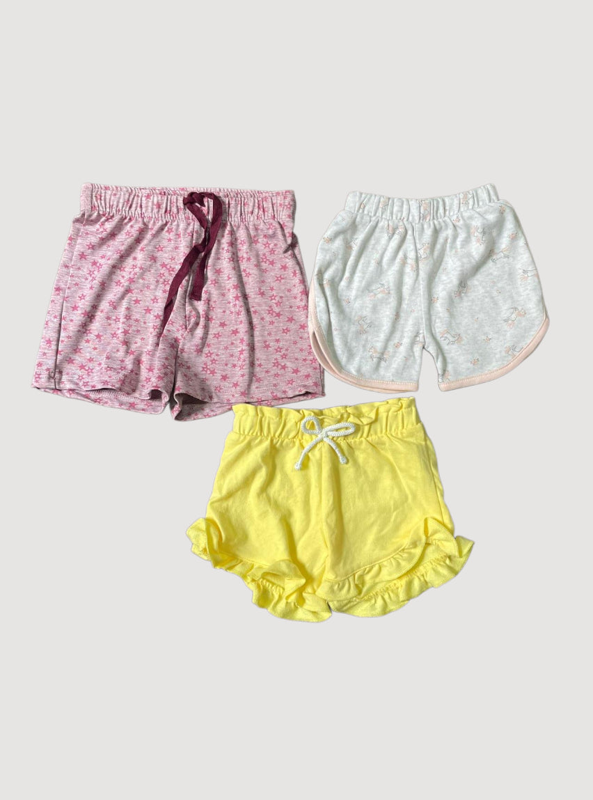 Kids Shorts 6 - 12 Months (Combo pack) -Red Light Grey & Yellow