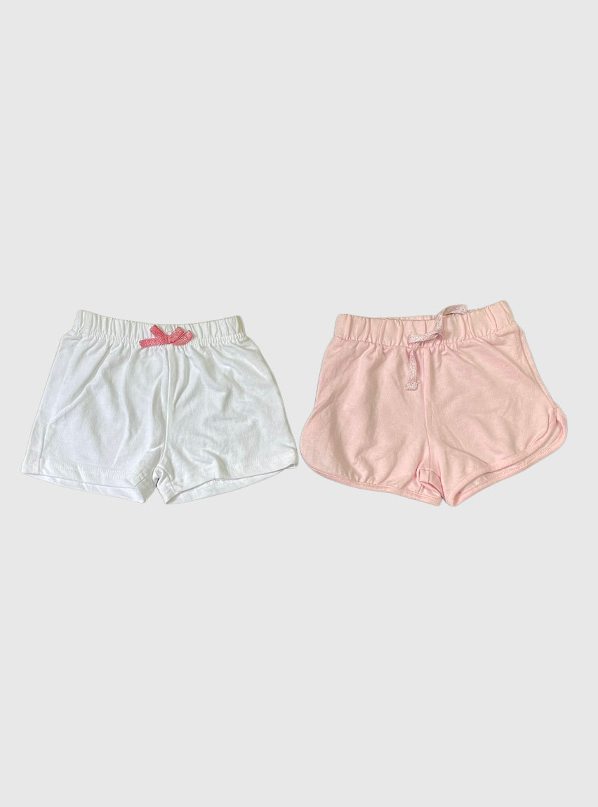 Kids Shorts 6 - 1 2Months (Combo pack)-White Light Pink