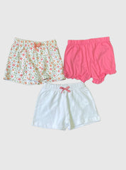 Kids Shorts 18 - 24 Months (Combo pack)  - White Pink White Orange Flower