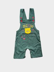 Kids Dungaree - Green Meow