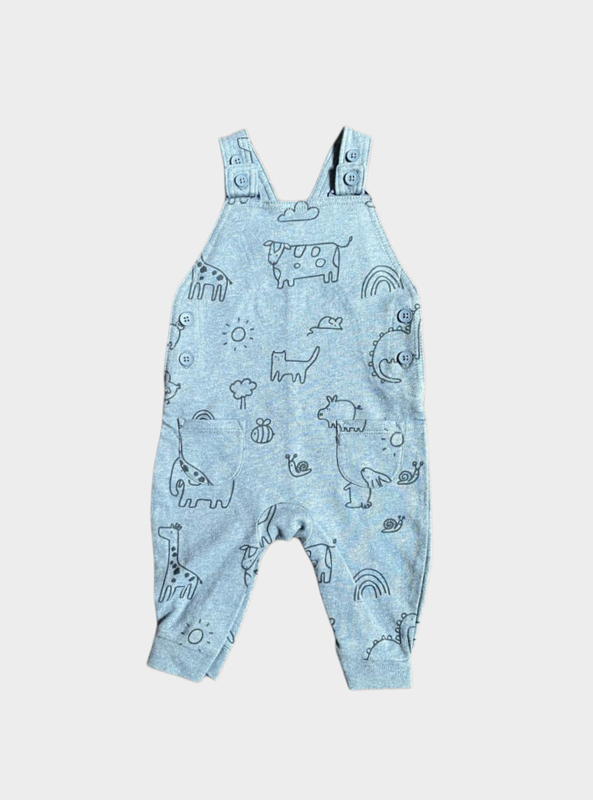 Kids Dungaree (18-24 Months) - Blue Cat and Cow
