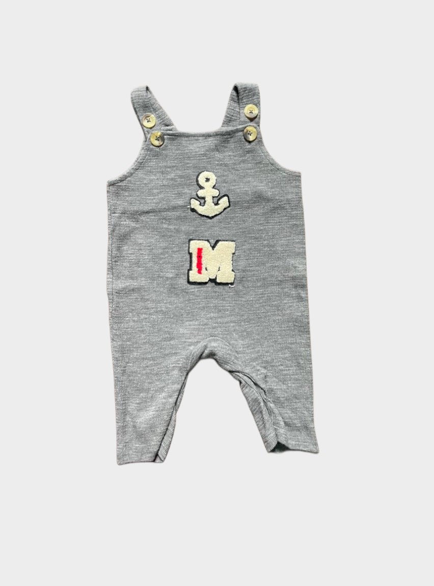 Kids Dungaree (6-9 Months) - Grey M