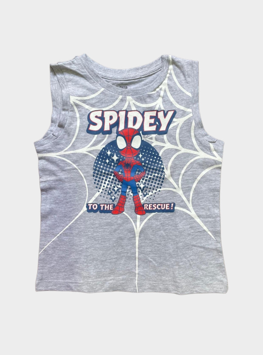 Kids Sleeveless T-Shirt (3 - 4 Years) - Gray Spidey