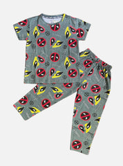 Kids T-Shirt Pant Set - Light Sage Dead pool Wolverine
