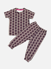 Kids T-Shirt Pant Set - Navy Blue Sandal Diamond