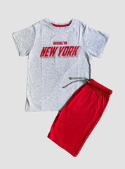 7 - 8 Years Kids T - Shirt & Shorts - Grey New Yorh