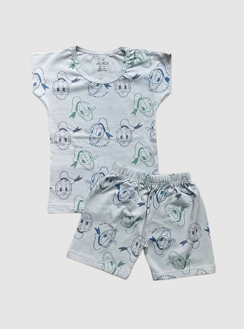 2 - 3 Years Kids T - Shirt & Shorts - Light Blue Duck