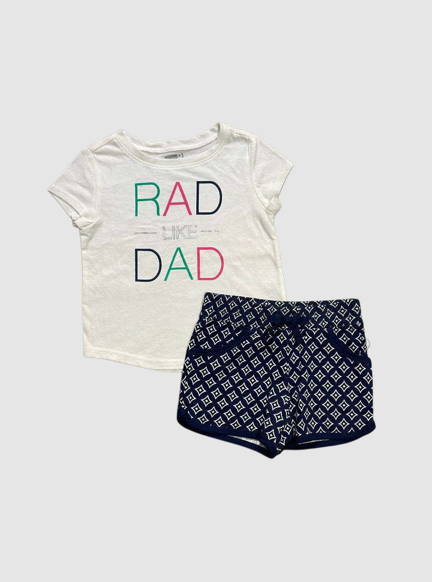 12 - 18 Month Kids T - Shirt & Shorts - white Red  Dad