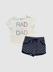 12 - 18 Month Kids T - Shirt & Shorts - white Red  Dad