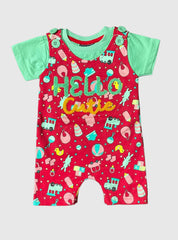 Kids Tee Dungaree - Red Hello