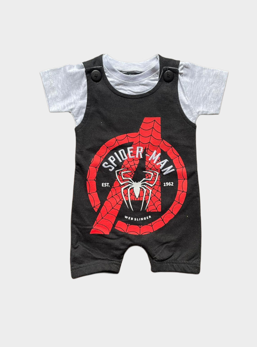Kids Tee Dungaree - White With Block