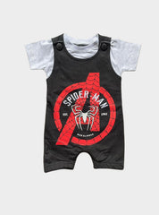 Kids Tee Dungaree - White With Block