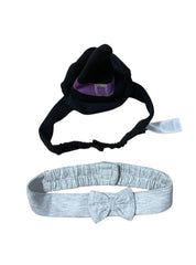 Kids Headband ( Velcro - 12 - 18 Months) - Black Grey Ribbon