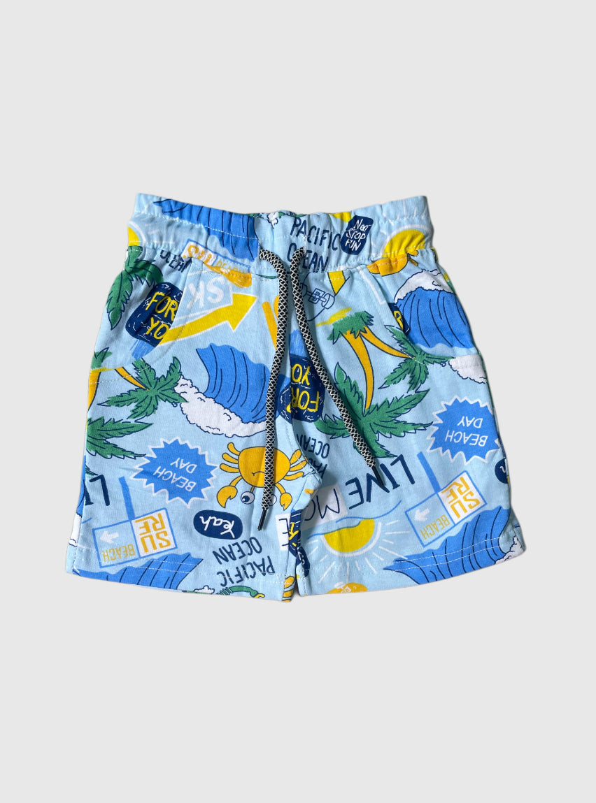 Kids loopknit shorts - beach day light blue