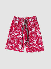 Kids loopknit shorts - white floral red