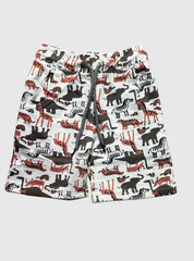 Kids loopknit shorts - wild animals white