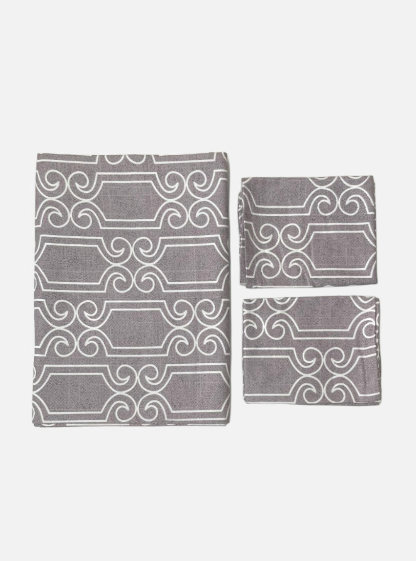 King Size Full Bedspread - Ice Gray White Classic  Design