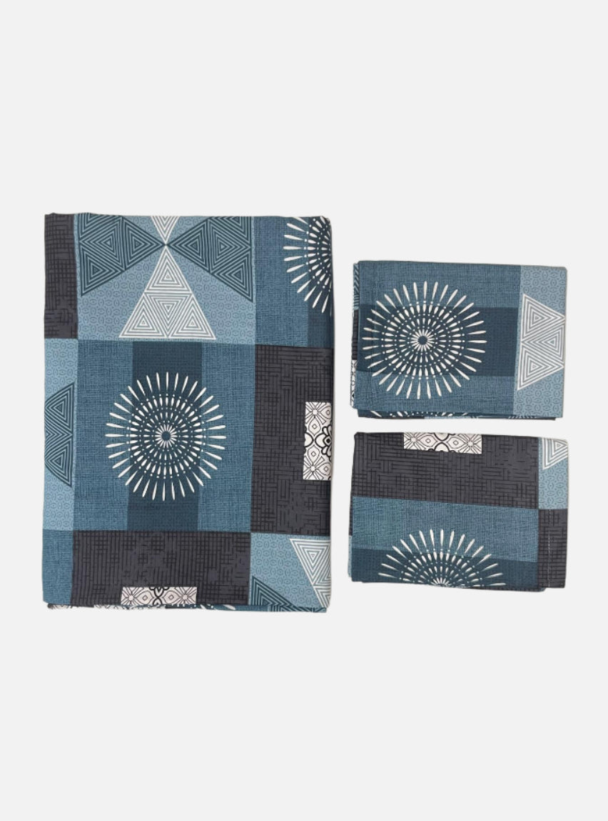 King Size Full Bedspread - Oceana Blue Check Design