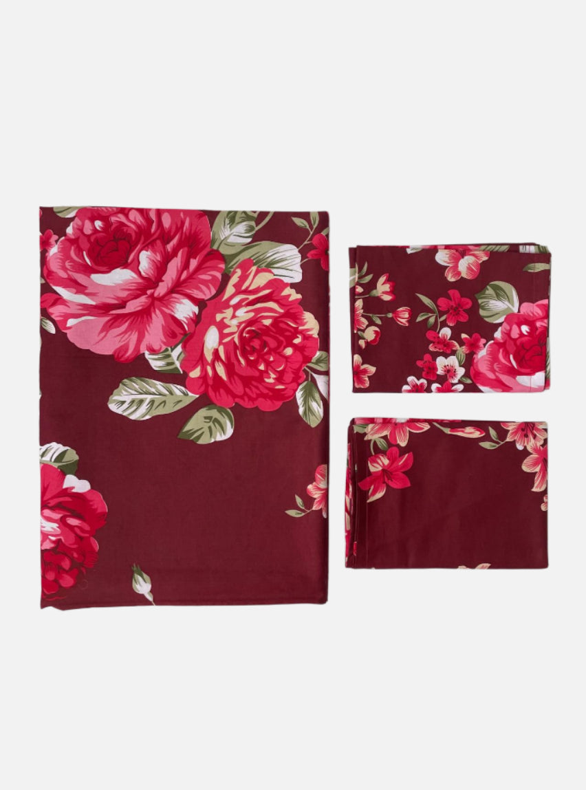 King size Full Bedspread- Red Flowers