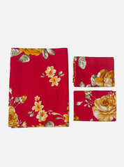King Size Full Bedspread - Red Yellow Flower