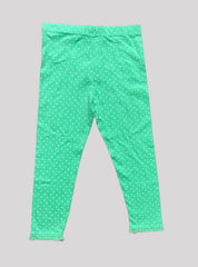 Girls Leggings 2 - 3 Years - Green and White Dots