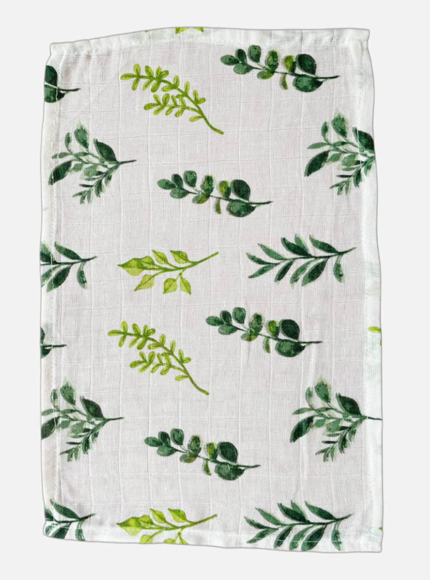 Muslin Handkerchief- White Base Leaf