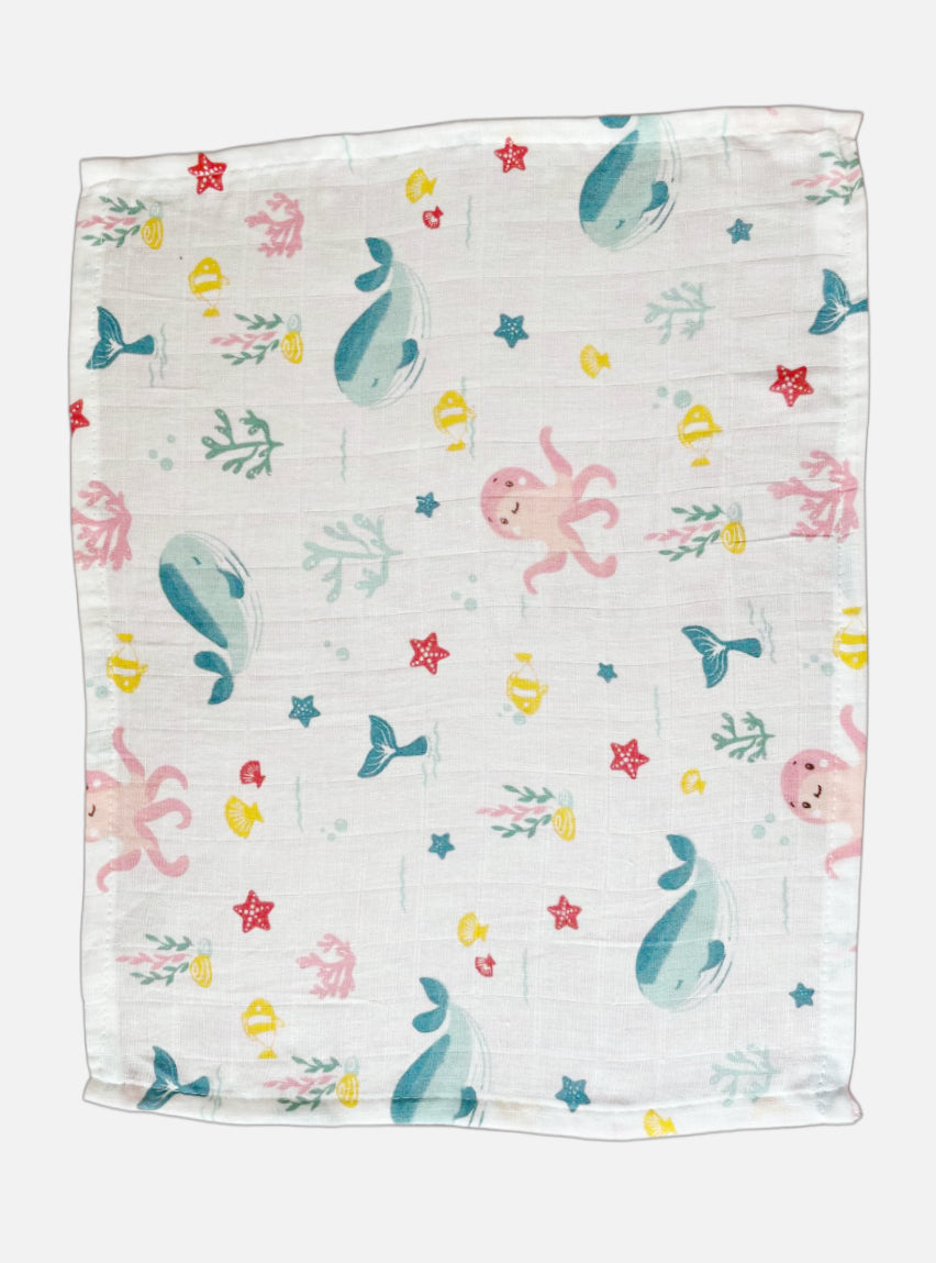 Muslin Handkerchief- White Base Optobas Fish