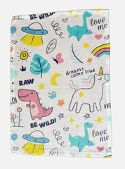 Muslin Handkerchief- White Base Painting Animals