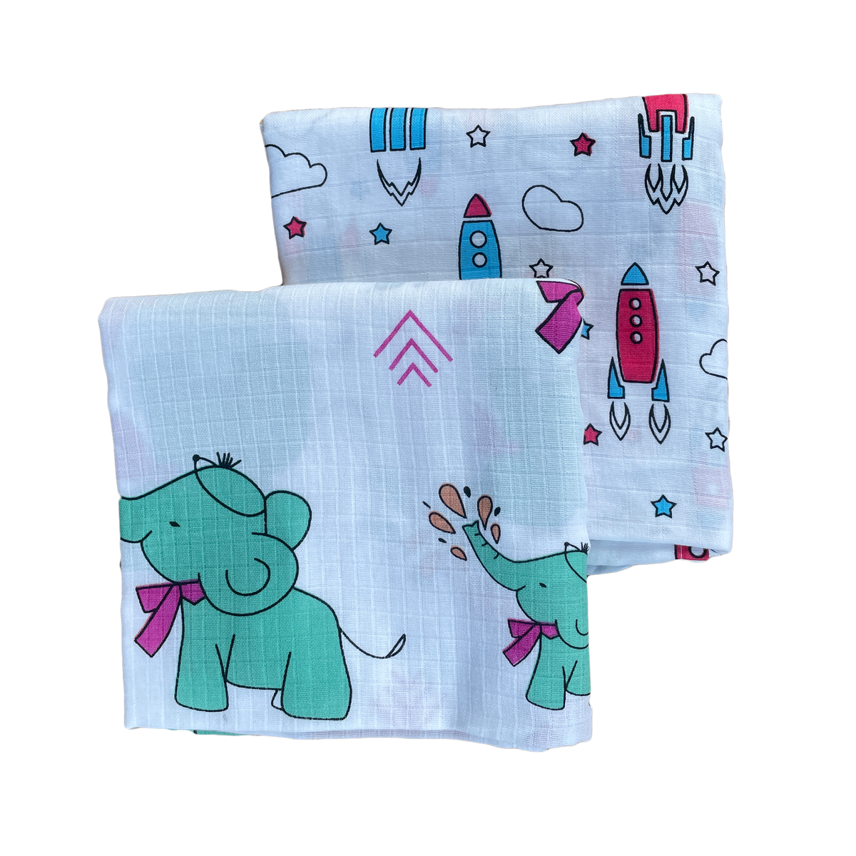 Big Muslin Towels - Elephant Rocket (Combo Pack of 2)