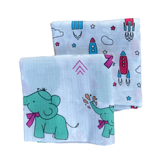 Big Muslin Towels - Elephant Rocket (Combo Pack of 2)