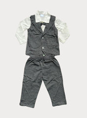 Coat Pant Set - White Black Dots