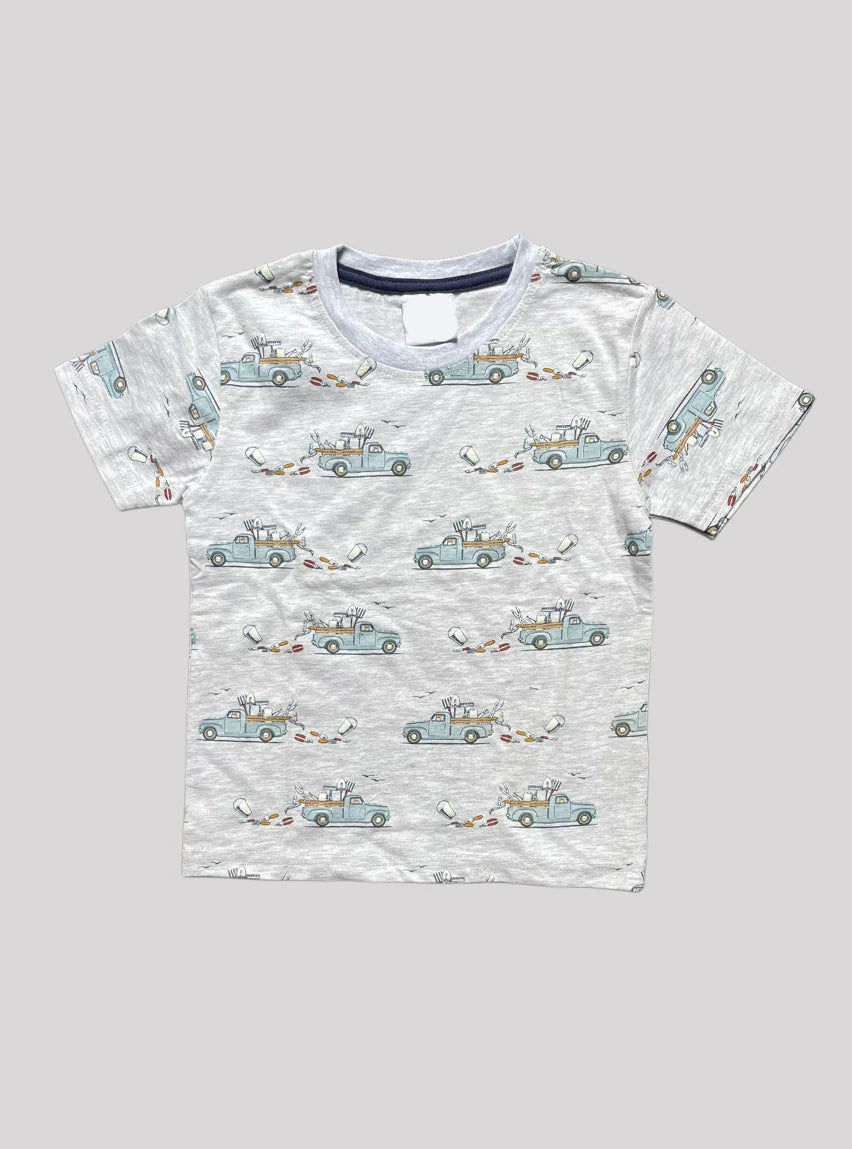 Boys T-Shirt (3 - 4 Years) - White cars
