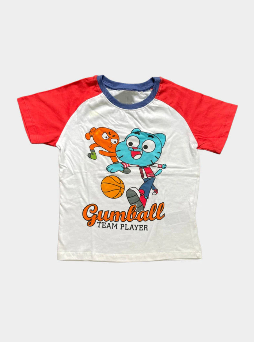 Boys  T-Shirt (4 - 5 Years) - White Red  Gumball