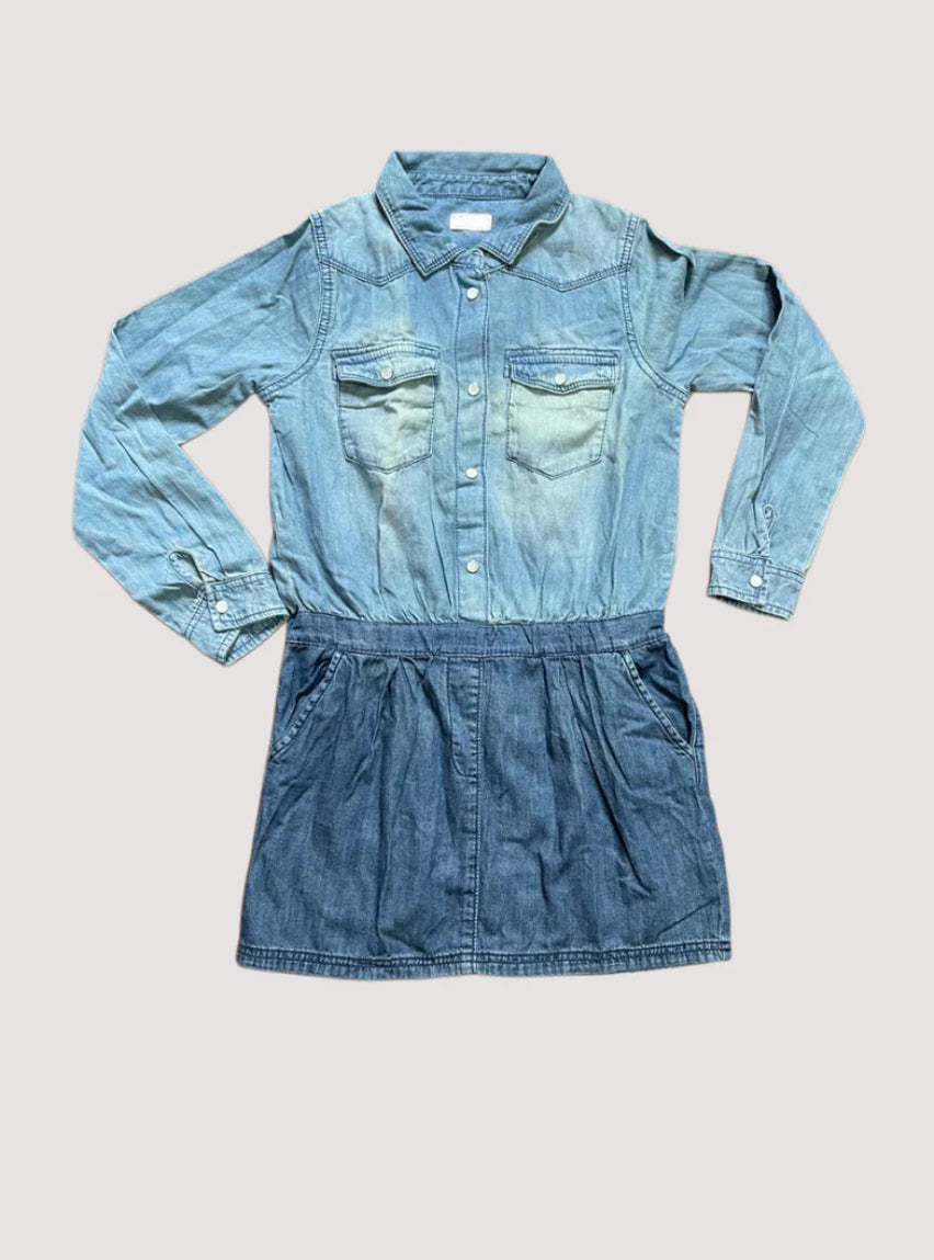 Girls Full Sleeve Frock - Blue