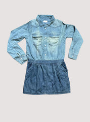 Girls Full Sleeve Frock - Blue