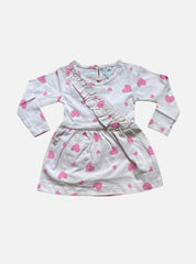 Kids Full Sleeve Frock - Pink Pinkeye Heart