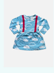 Kids Full Sleeve Frock - Sky Blue Rain Cloud