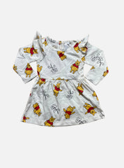 Kids Full Sleeve Frock - White Bear Teddy