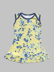 Girls Sleeveless Frock - Blue Flower