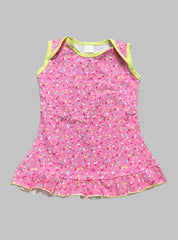 Girls Sleeveless Frock - Pink with Yellow