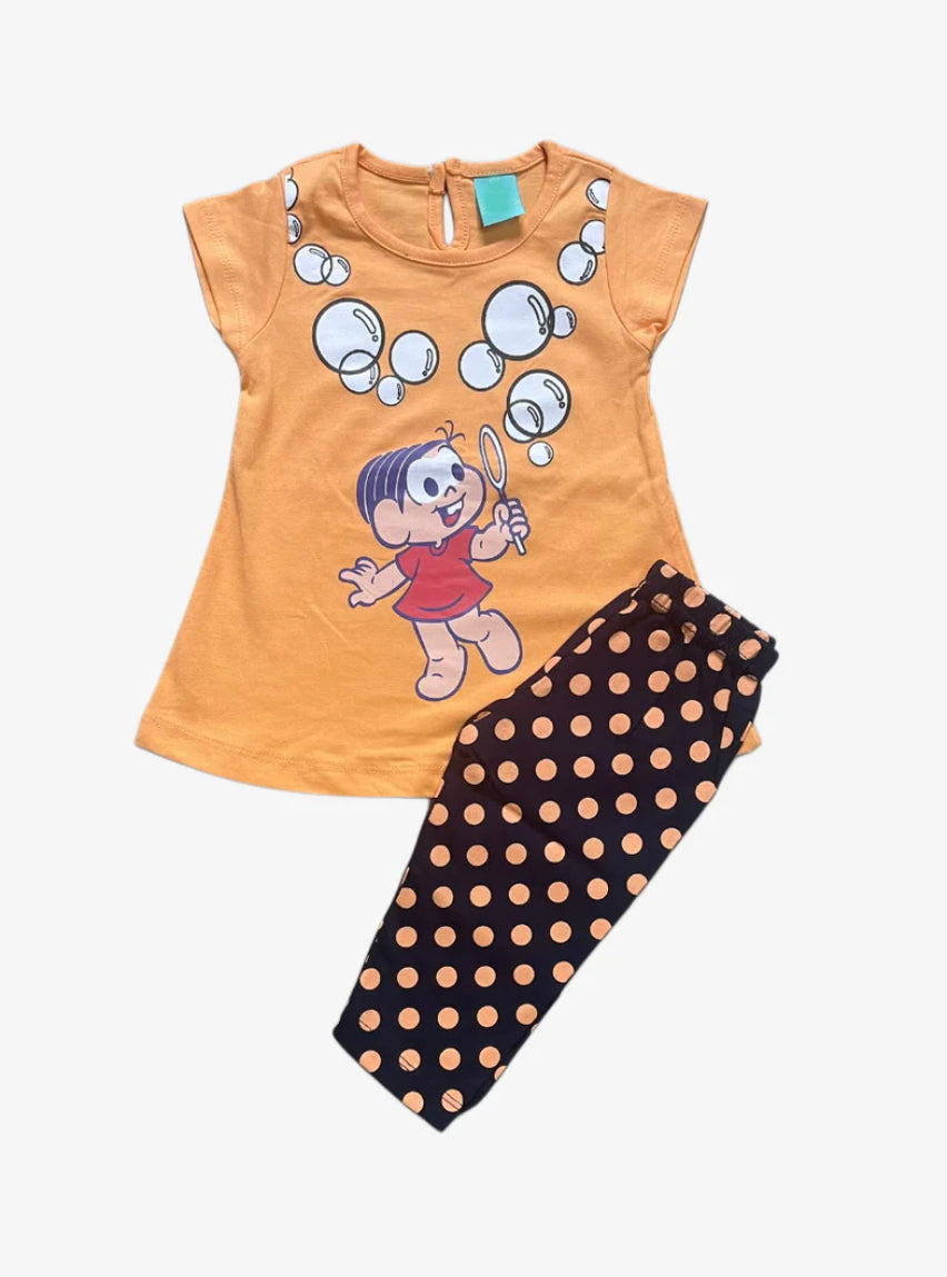 VK Girls Tee Capri Set (6 - 12 Months) - Orange Baby Bables
