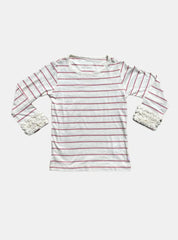 Girls T-Shirt (3-4 Years) - Grey Color pink Stripe Print