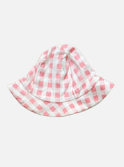 Baby hat - pink white checks