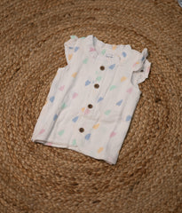 Girls top - white base heart print