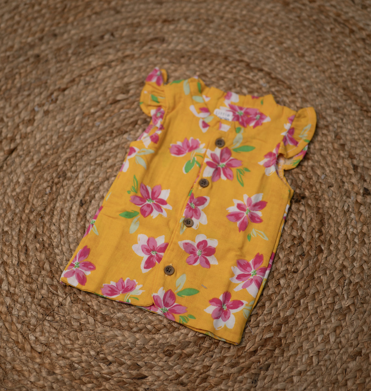 Girls top - yellow colour flower print